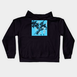 TREE BRANCHES BLACK AND BLUE LEAVES WITH BERRIES Kids Hoodie